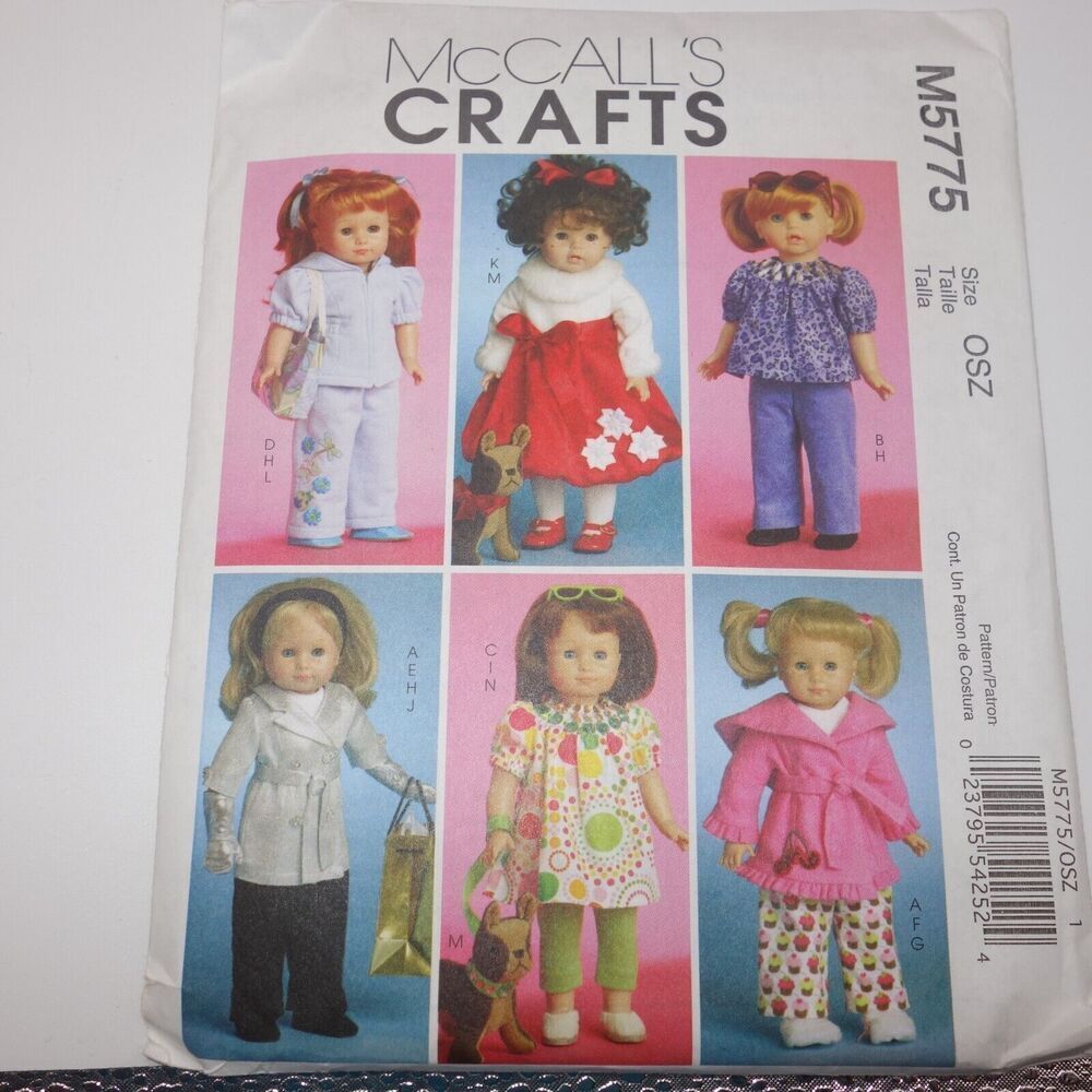 NEW McCall's M5775 Doll Clothes Pattern 18" fits American Girl Pajamas Outfits